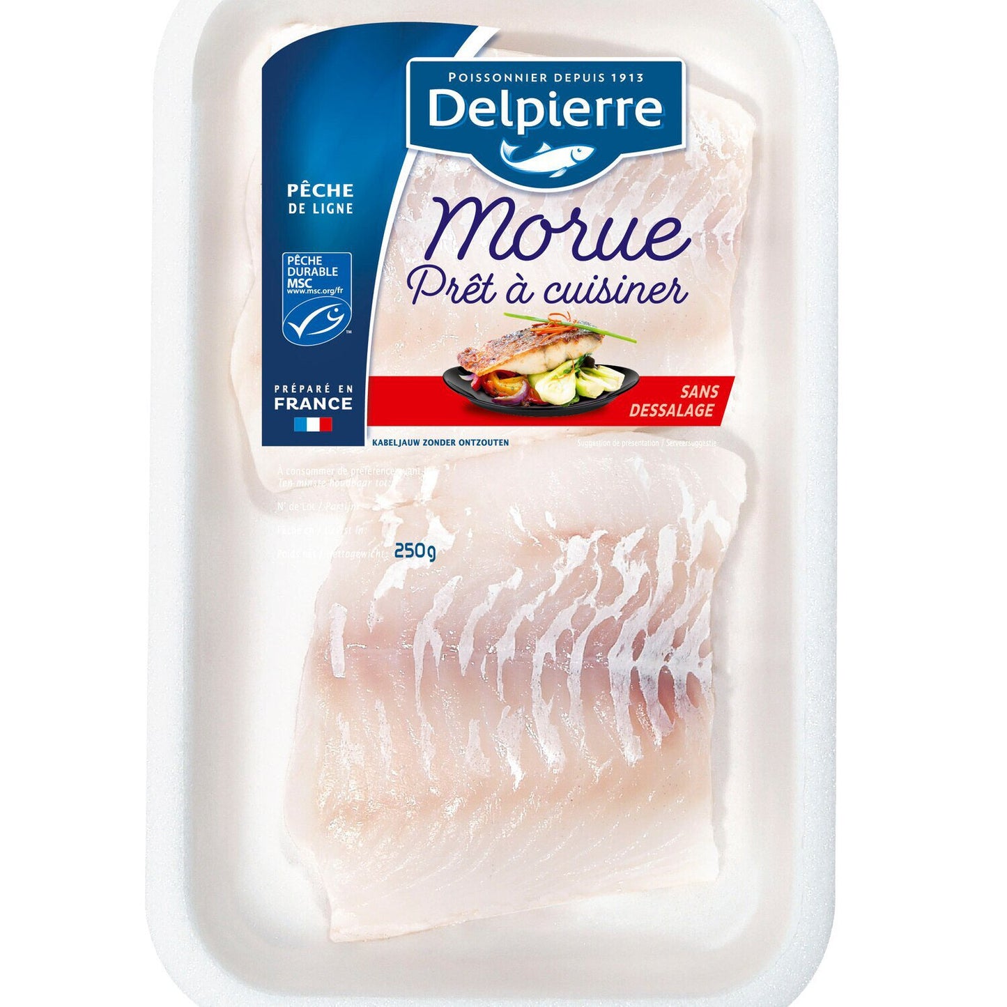 Filets de morue sans dessalage DELPIERRE 250g
