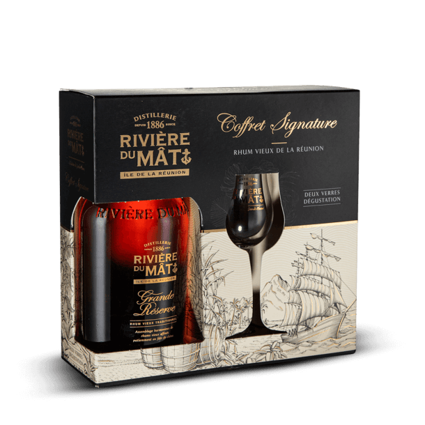Rhum RIVIÈRE DU MAT- RHUM HORS D'ÂGE - GRANDE RÉSERVE - Coffret 2 verres - 70CL - 42°