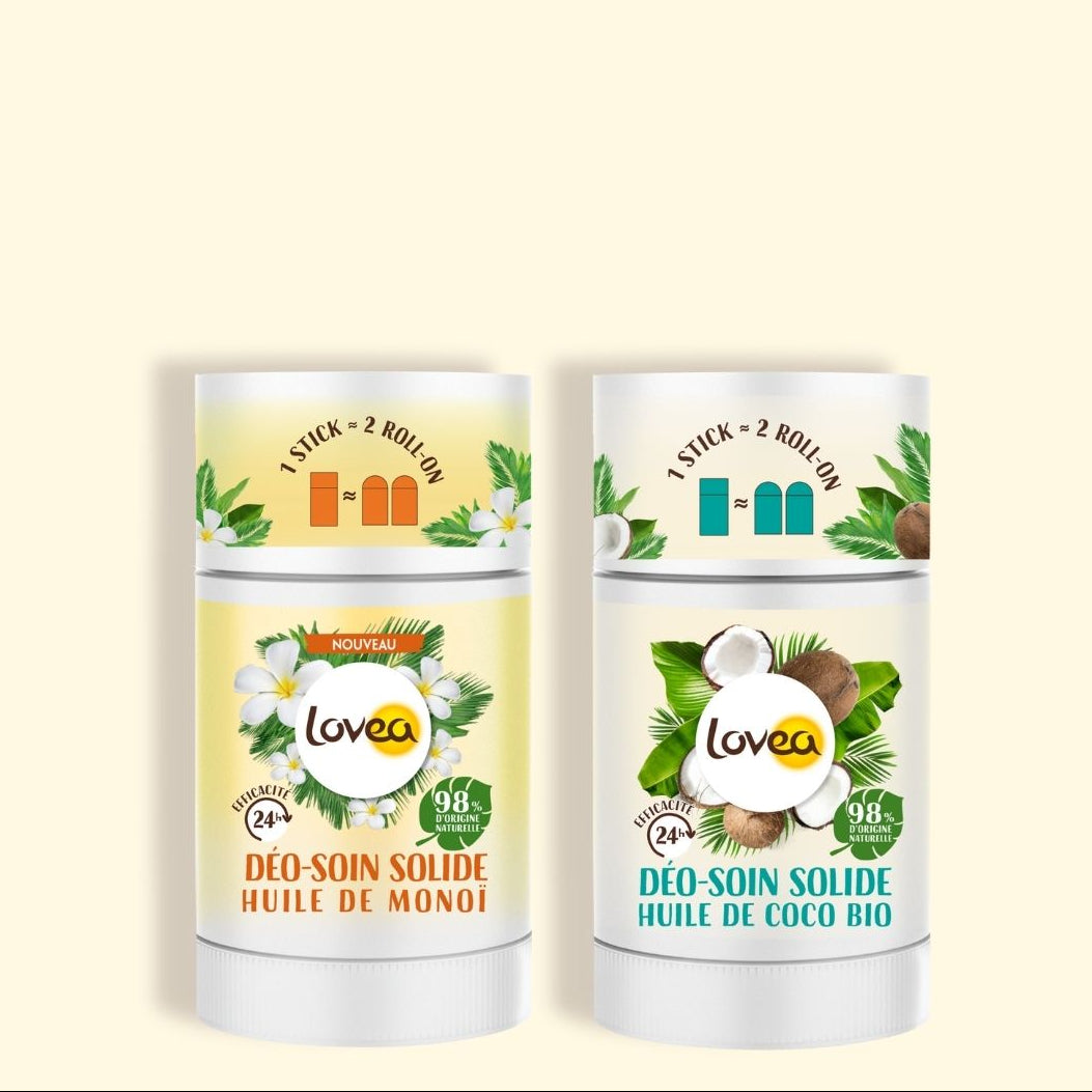 Déodorant Solide BIO Duo coco et huile de monoï Lovéa x 2