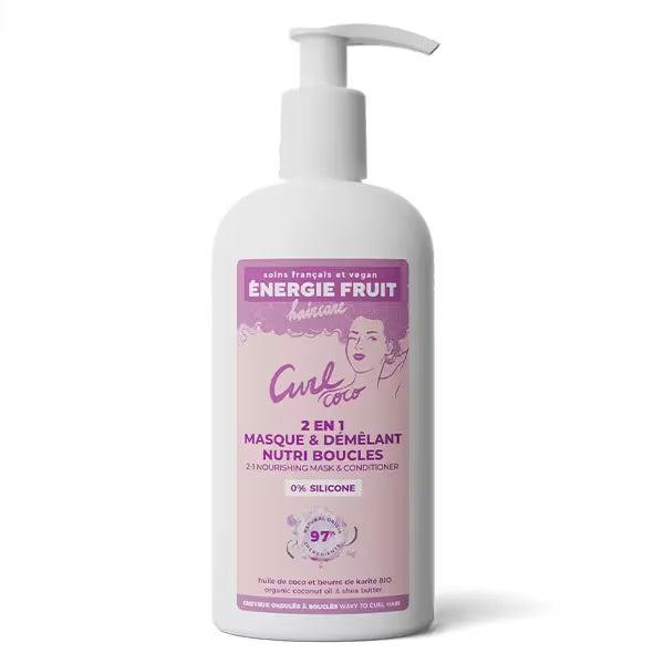 Energie Fruit 2 en 1 Cheveux Bouclés et Frisés Masque Coco & Beurre de Karité Bio 250ml
