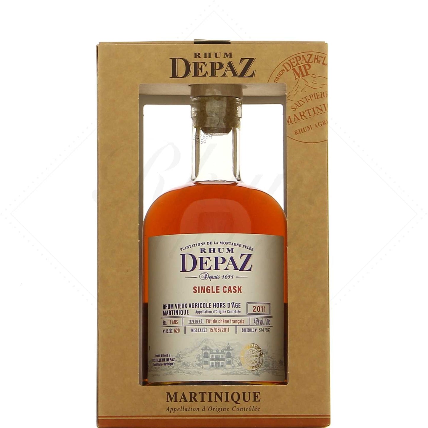 Rhum Vieux Depaz hors d'âge - Single Cask - Millésime 2011 - 70cl - 45°