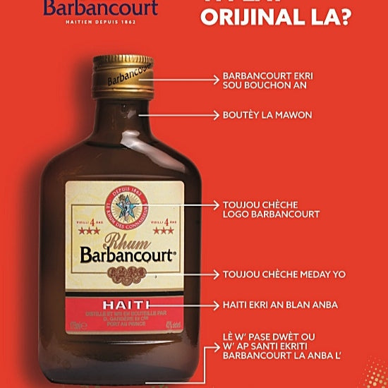 Rhum Barbancourt d'Haïti 3 étoiles 4 ans 43° 15cl Flash