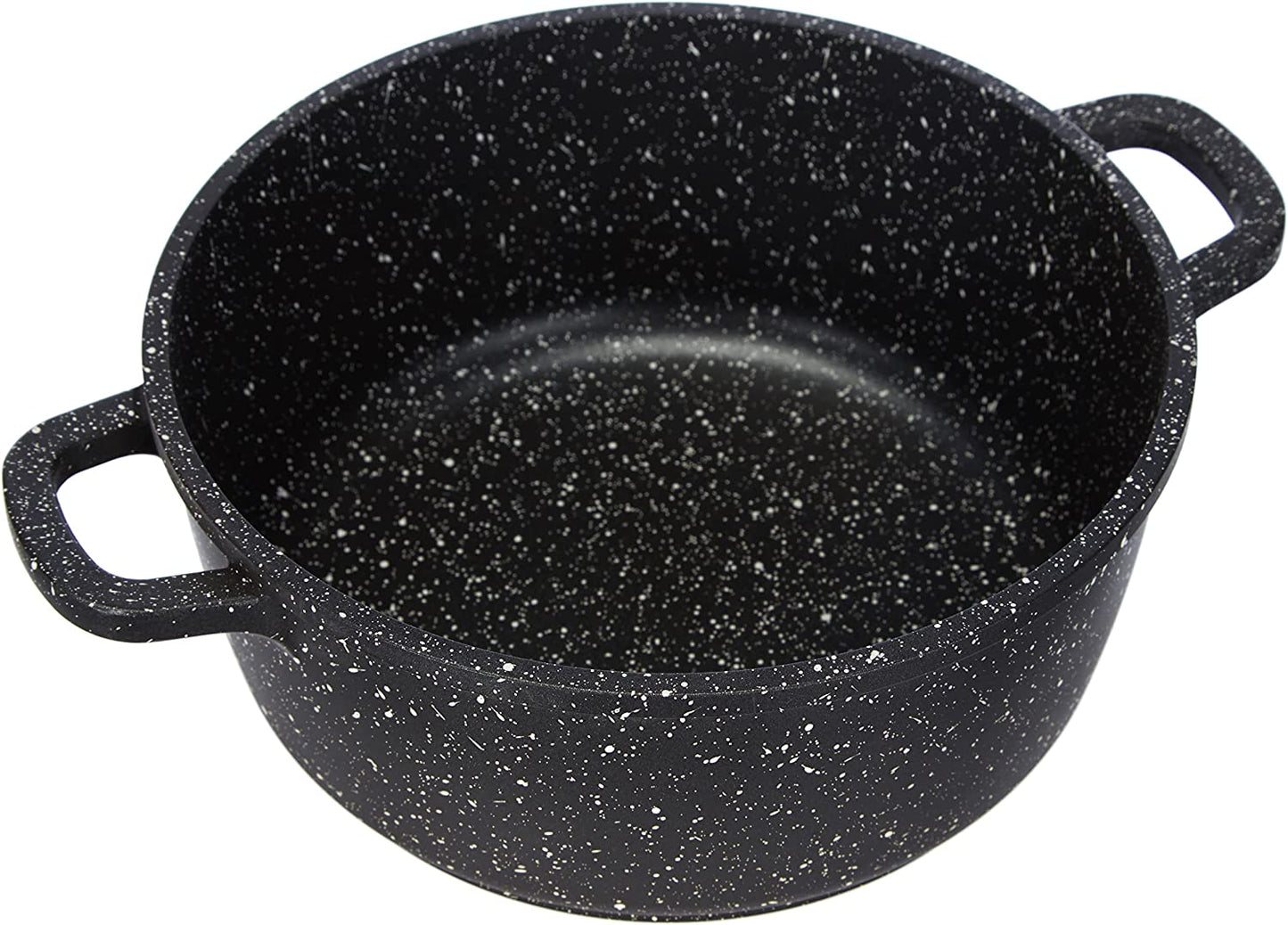 Cocotte Faitout 28 cm - Fonte d'Aluminium - Revêtement type pierre - Couvercle en verre - Tous feux dont induction - Sans PFOA