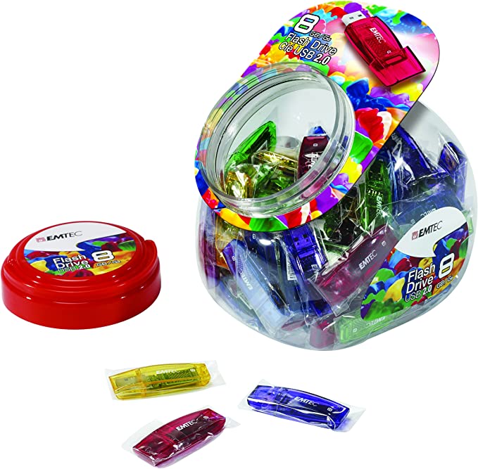 Emtec ECMMD8GC410 - Clé USB - 2.0 - Série Runners - C410 Color Mix - 8 Go - Transparente avec capuchon