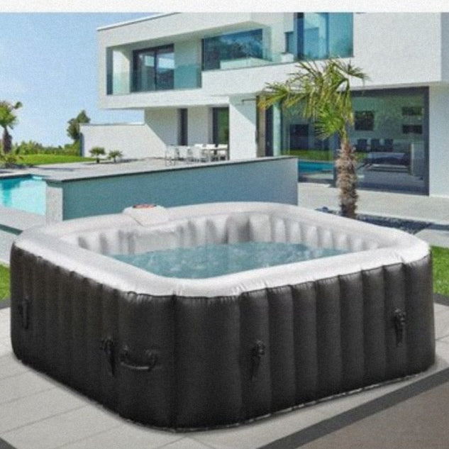 Cosy spa Spa gonflable carré 6 places B-COSY - L185 x P185 x H65 cm - 140 buses d'air - Noir et gris - Noir