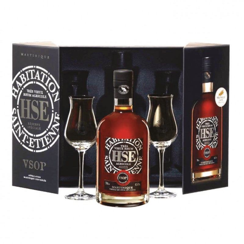 Rhum très vieux HSE - VSOP - Coffret avec deux verres - 45 %
AOC Martinique