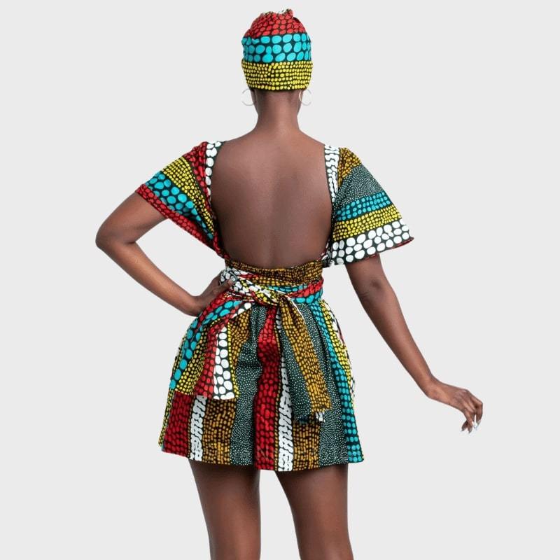 Robe imprimée Wax Combi-short Multi-couleur