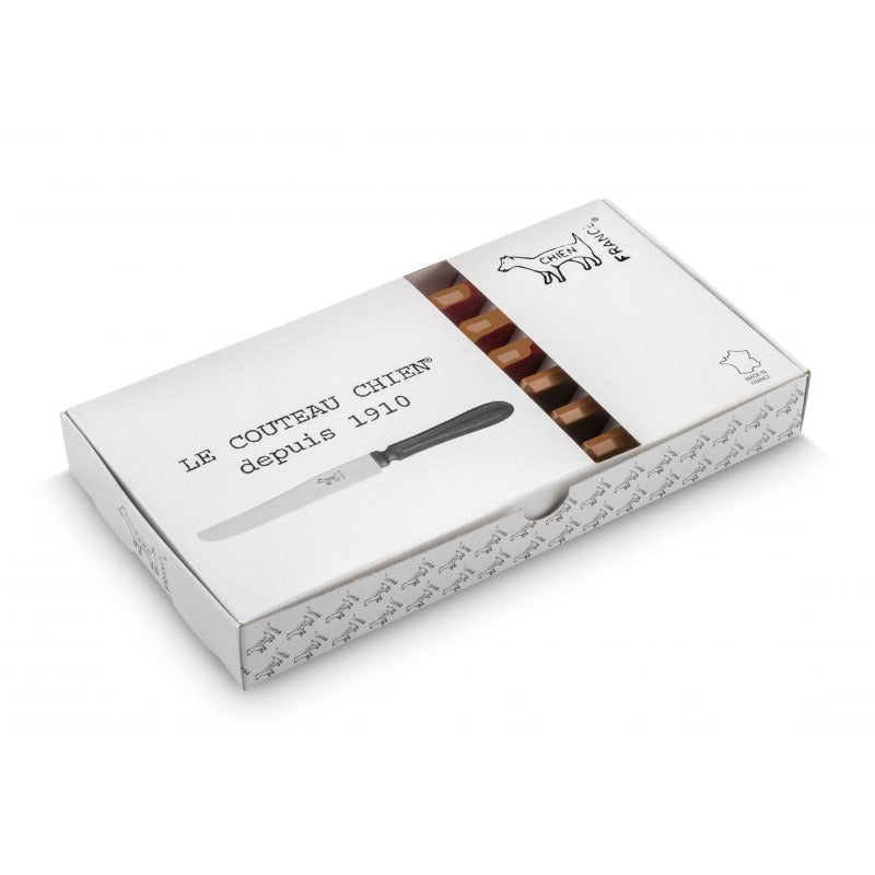 Coffret de 6 Couteaux Chien ® CARAMEL Boite Blanche Imprimée