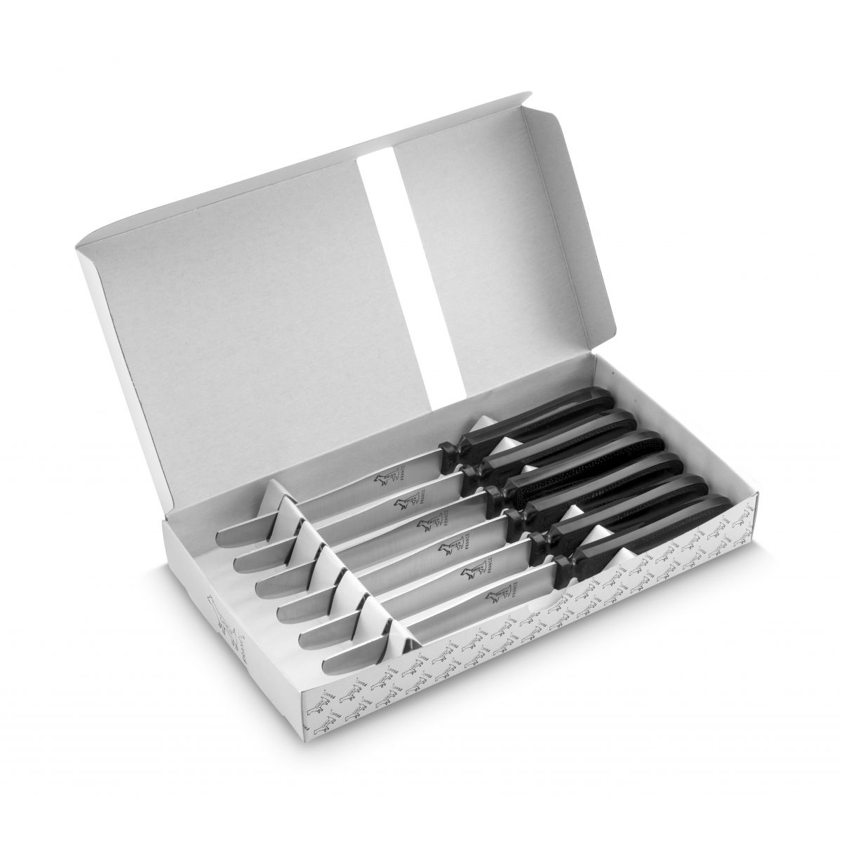 Coffret de 6 Couteaux Chien ® Noir Boite Blanche Imprimée