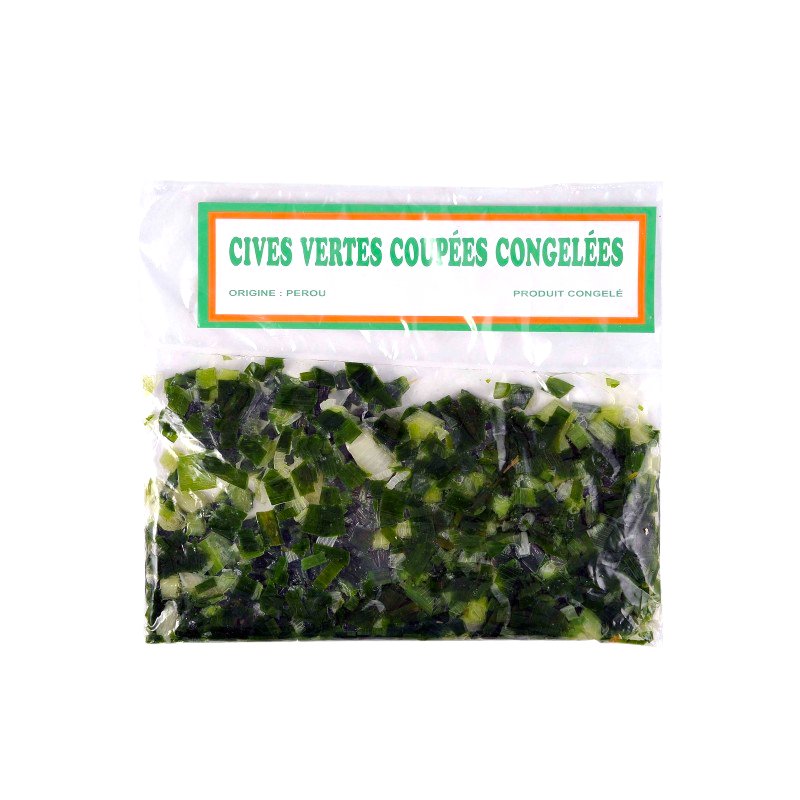 Cives fraiches coupées congelées