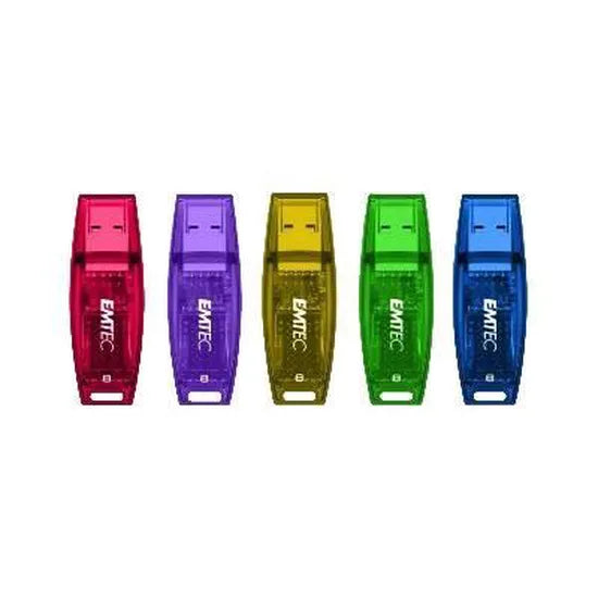 Emtec ECMMD8GC410 - Clé USB - 2.0 - Série Runners - C410 Color Mix - 8 Go - Transparente avec capuchon