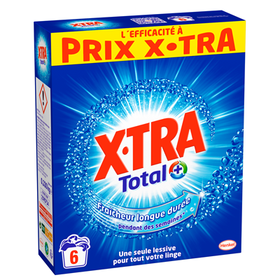 Lessive en poudre fraîcheur longue durée 0.33 kg, 6 lavages X-Tra Total