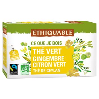 Thé vert Bio Ethiquable Gingembre Citron vert - 36g