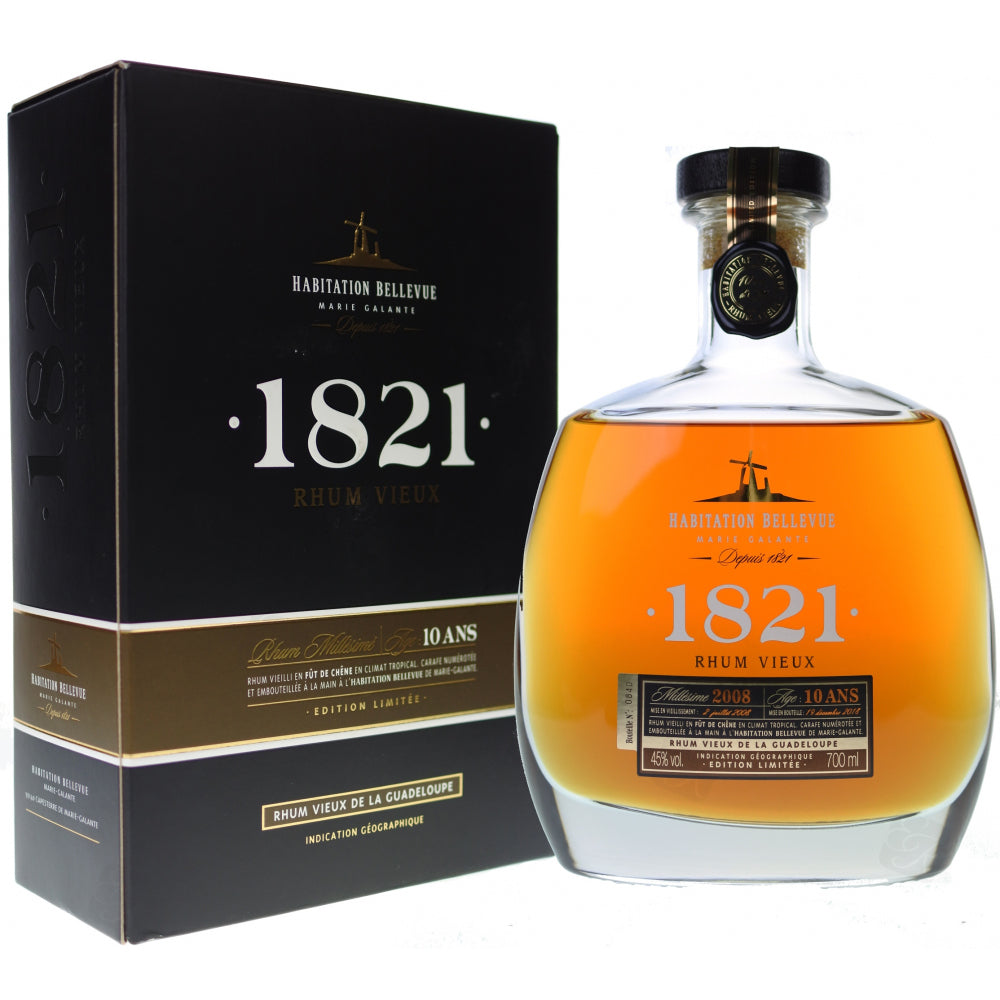 Rhum Habitation Bellevue 1821 Millésime 2008 10 ans