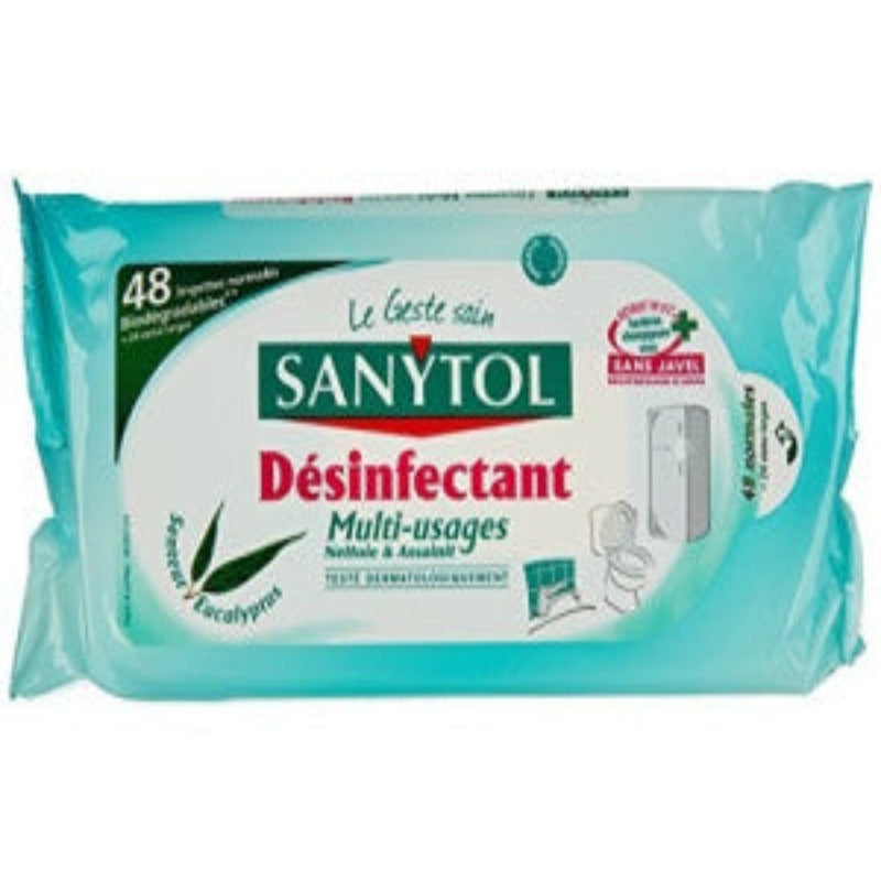 72 lingettes désinfectantes Sanytol - Hygiène santé voyage - Inuka