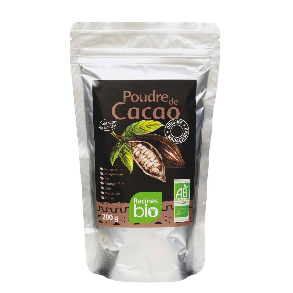 Poudre de cacao torréfiées Racines Bio 200g