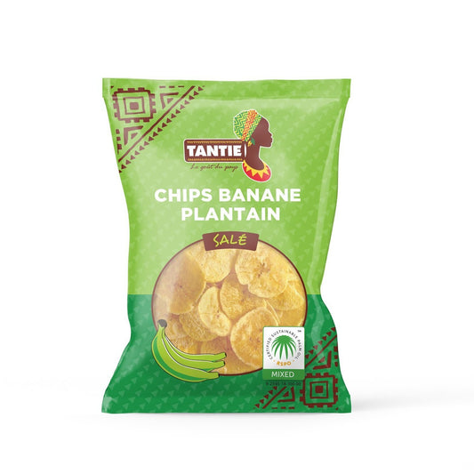 Chips Banane Plantain salés Tantie 85g - Lot de 15