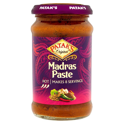 Pâte de curry indienne Madras très épicé 250ml Patak's