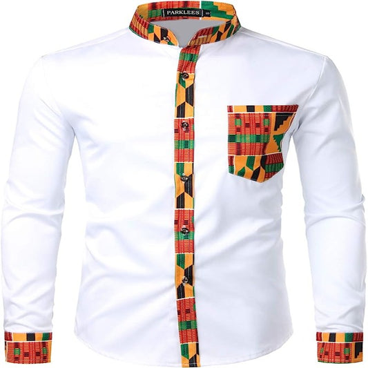 Chemise à manches longues pour homme Motif tribal africain