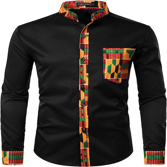 Chemise à manches longues pour homme Motif tribal africain