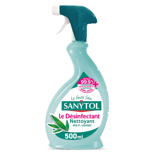 Sanytol - Désinfectant Multi-Usages - Parfum Eucalyptus - 500 ml - Bactéricide, Virucide, Fongicide - Sans Javel, Testé Dermatologiquement - Sans Rinçage