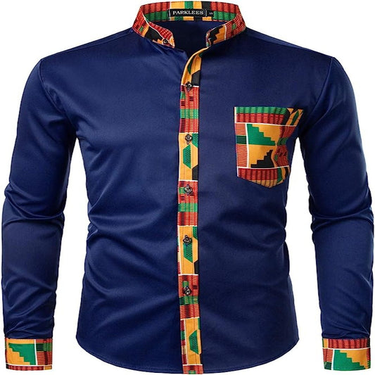 Chemise à manches longues pour homme Motif tribal africain