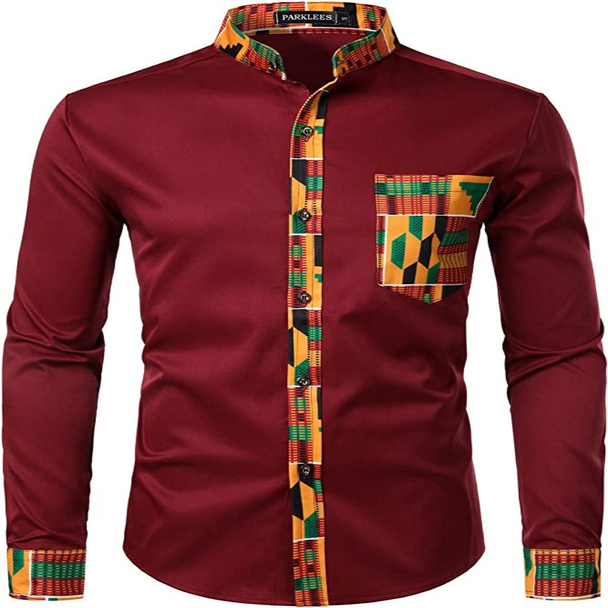 Chemise à manches longues pour homme Motif tribal africain