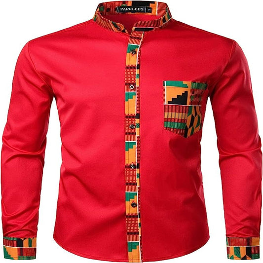 Chemise à manches longues pour homme Motif tribal africain