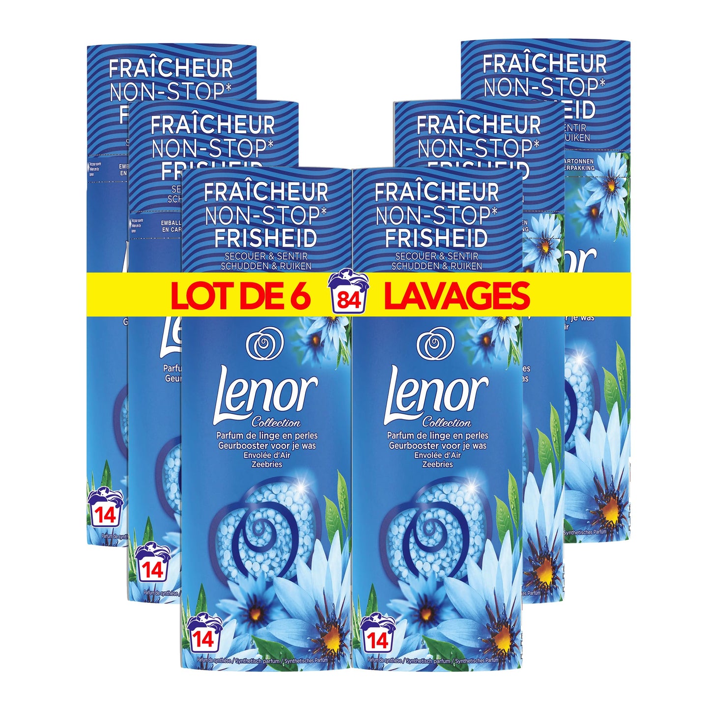 Lenor Parfum De Linge En Perles, Environ 12 Lavages, Parfum Envolée d'Air (Lot de 6)