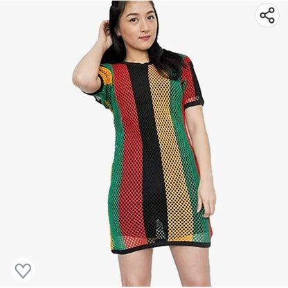 Robe rasta Courte en coton avec fente latérale