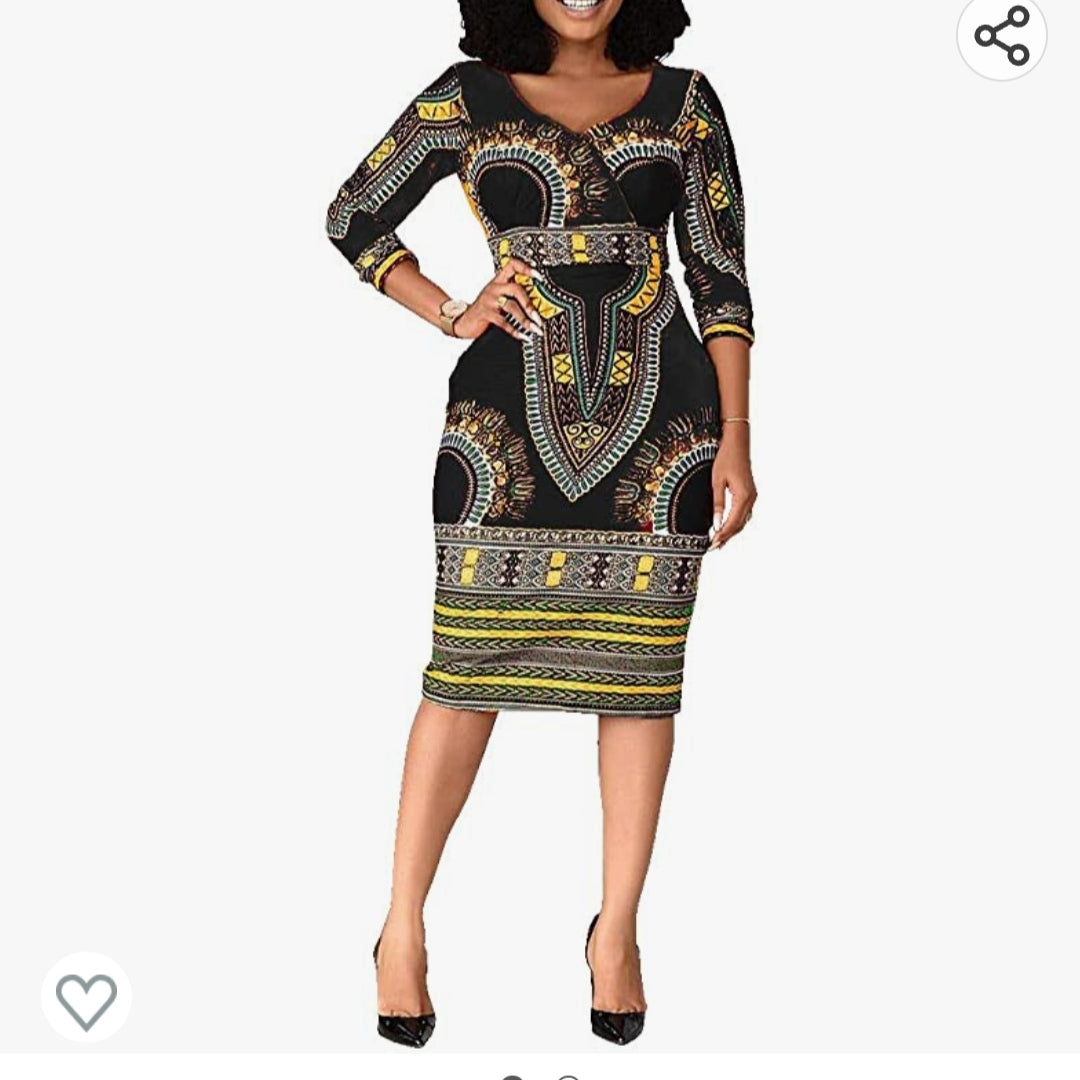 Robe Africaine Moulante mi Mollet Verwin