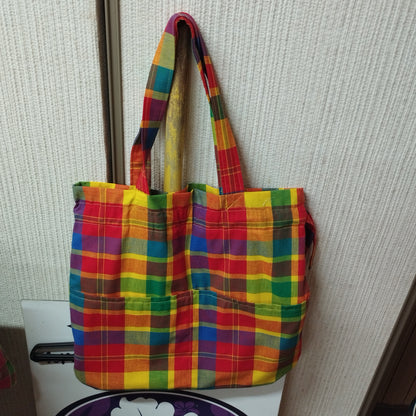 Sac cabas tissu madras artisanal