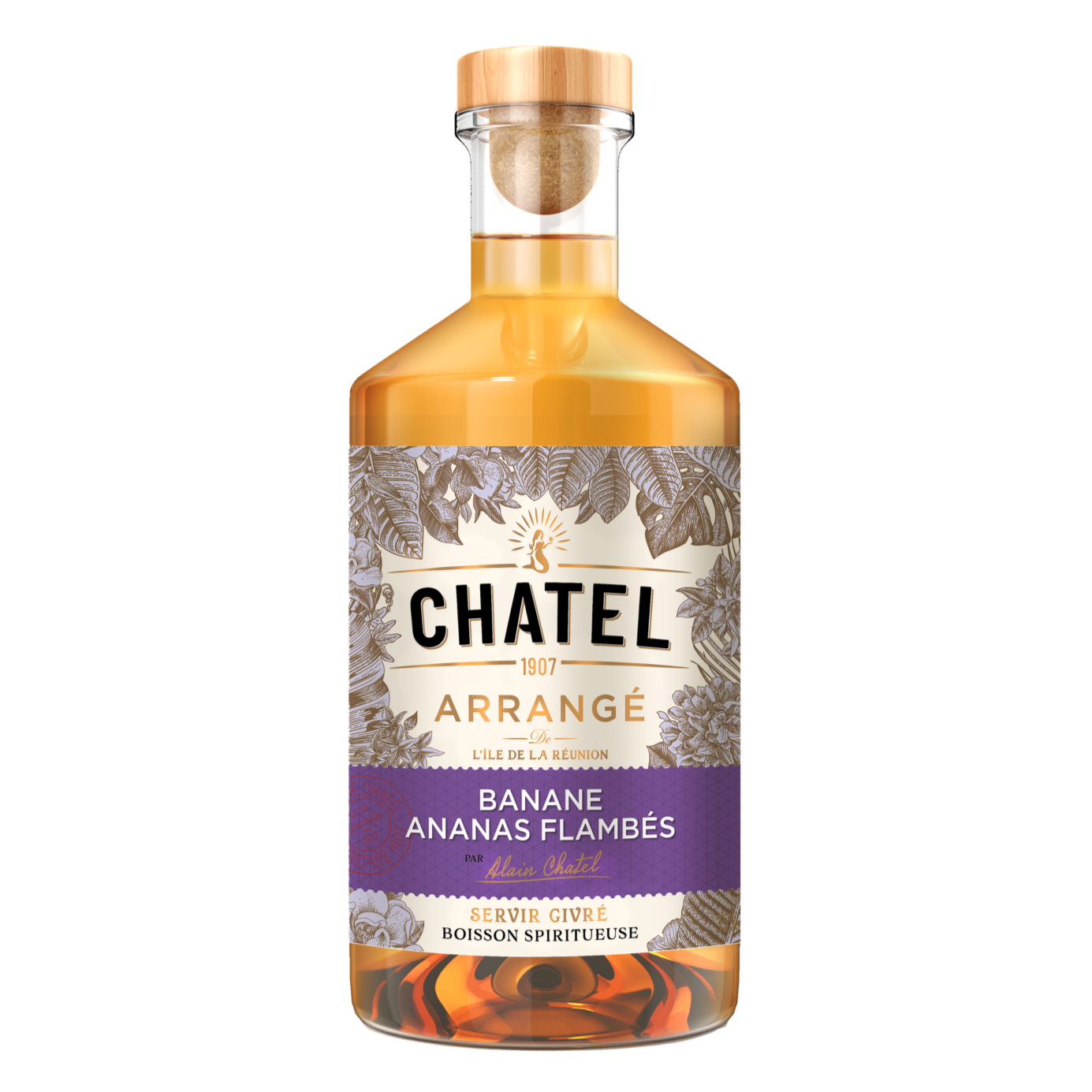 Chatel Rhum Rhum Arrangés Chatel Banane ananas flambée 35 ° – 70 cl – Antilles sur Tarn