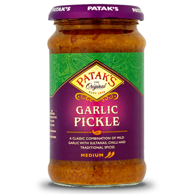 Pickles ou achards indiens à l'ail épicés 250ml Patak's