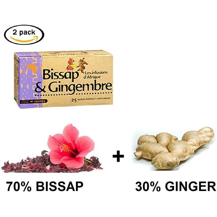 Infusions bio Bissap - Gingembre 25 sachets Racines