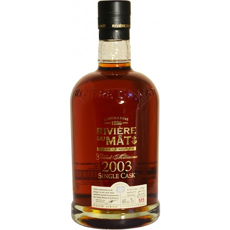 Rhum RIVIÈRE DU MAT - Single Cask - Millésime 2003  - 70CL - 42°