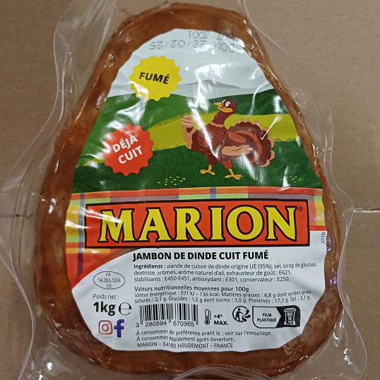 Jambon de Noël à la Dinde fumée Marion 1kg  - sans os