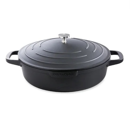 Marmite Cocotte faitout légère basse ronde en fonte d'aluminium 28 cm 4,1 L coloris noir Mathon