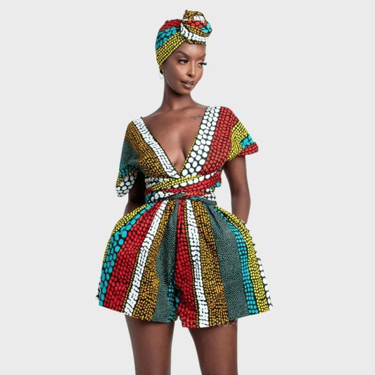 Robe imprimée Wax Combi-short  Multi-couleur