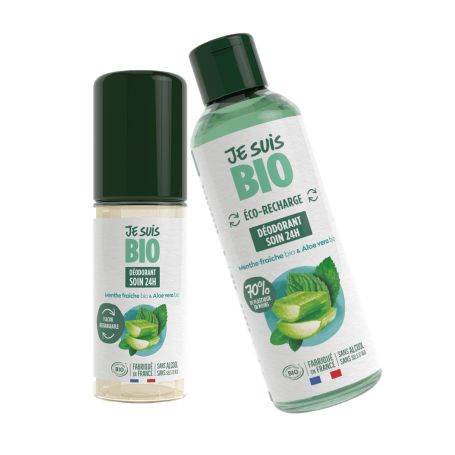 Déodorant roll-on MENTHE & ALOE 24h rechargeable BIO