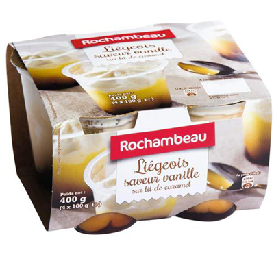 Liégeois Vanille sur lit caramel 4 x 100 g Rochambeau
