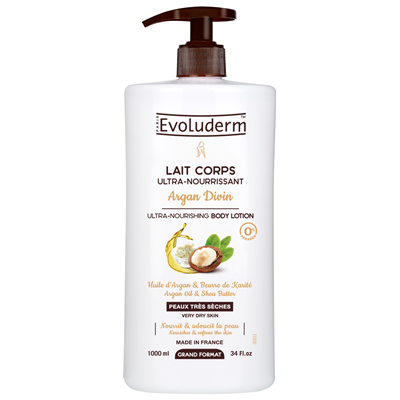 Lait corps ultra-nourissant argan et karité 1 L Evoluderm