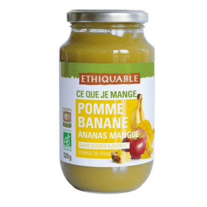 Purée de Pomme Banane Ananas Mangue Bio Ethiquable 520g