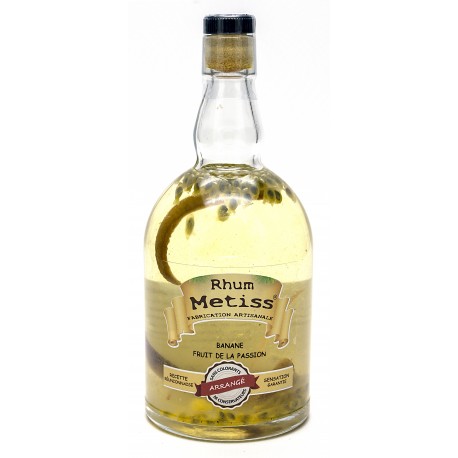 Rhum Arrangé- Banane - Fruit de la Passion 70cl 23.7° - Métiss Île de la Réunion