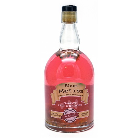 Rhum Arrangé- Framboise - Fruit de la Passion 70cl 23.7° - Métiss Île de la Réunion