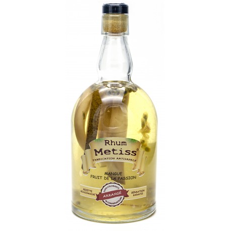 Rhum Arrangé- Mangue - Fruit de la passion 70cl 23.7° - Métiss Île de la Réunion