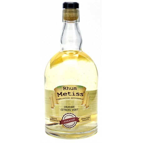 Rhum Arrangé- Orange - Citron vert 70cl 23.7° - Métiss Île de la Réunion