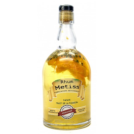 Rhum Arrangé- Papaye - Fruit de la passion 70cl 23.7° - Métiss Île de la Réunion