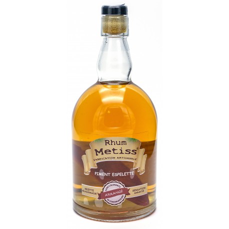 Rhum Arrangé- Piment d'Espelette 70cl 23.7° - Métiss Île de la Réunion