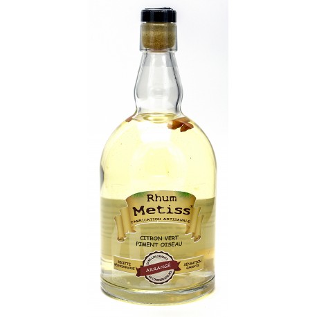 Rhum Arrangé- Citron vert - Piment oiseau 70cl 23.7° - Métiss Île de la Réunion